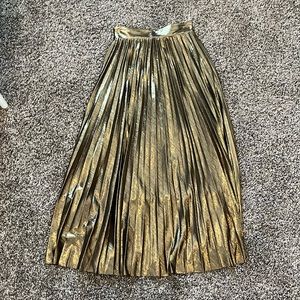 Gold Pleated Skirt for Women